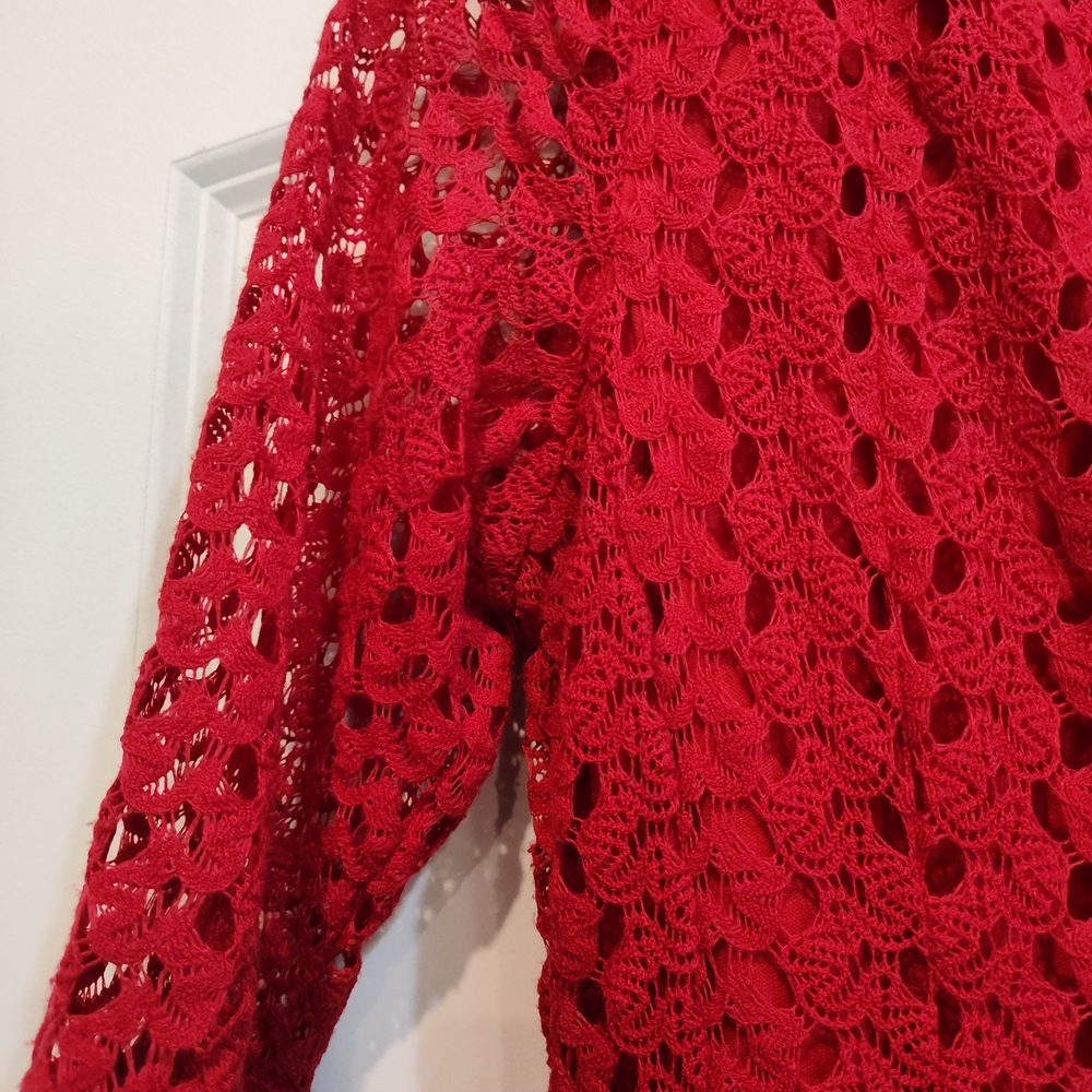 Rabbit Rabbit Rabbit Red Crochet Midi Dress - Picture 10 of 11